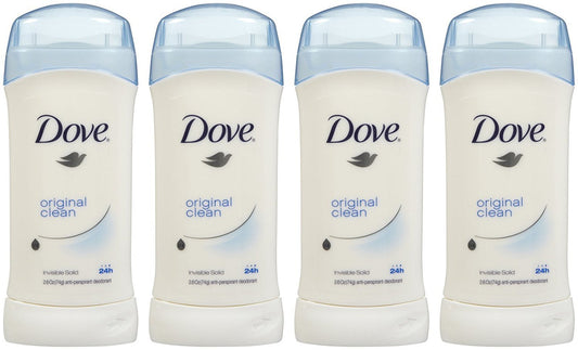 Dove Invisible Solid Deodorant, Original Clean - 2.6 oz - 4 pk