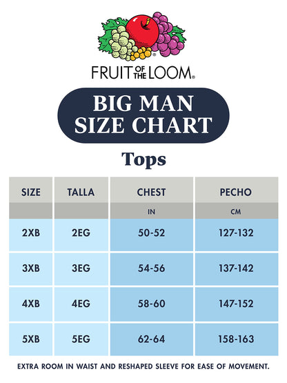 Fruit of the Loom Men's Tall Tag-Free Undershirts, Big Man-Tank-3 Pack, 3X-Large