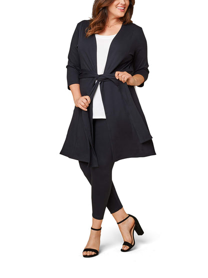 Seek No Further by Fruit of the Loom Women's Plus Size Ponte Open Front Long Cardigan, Navy Nights, 3X