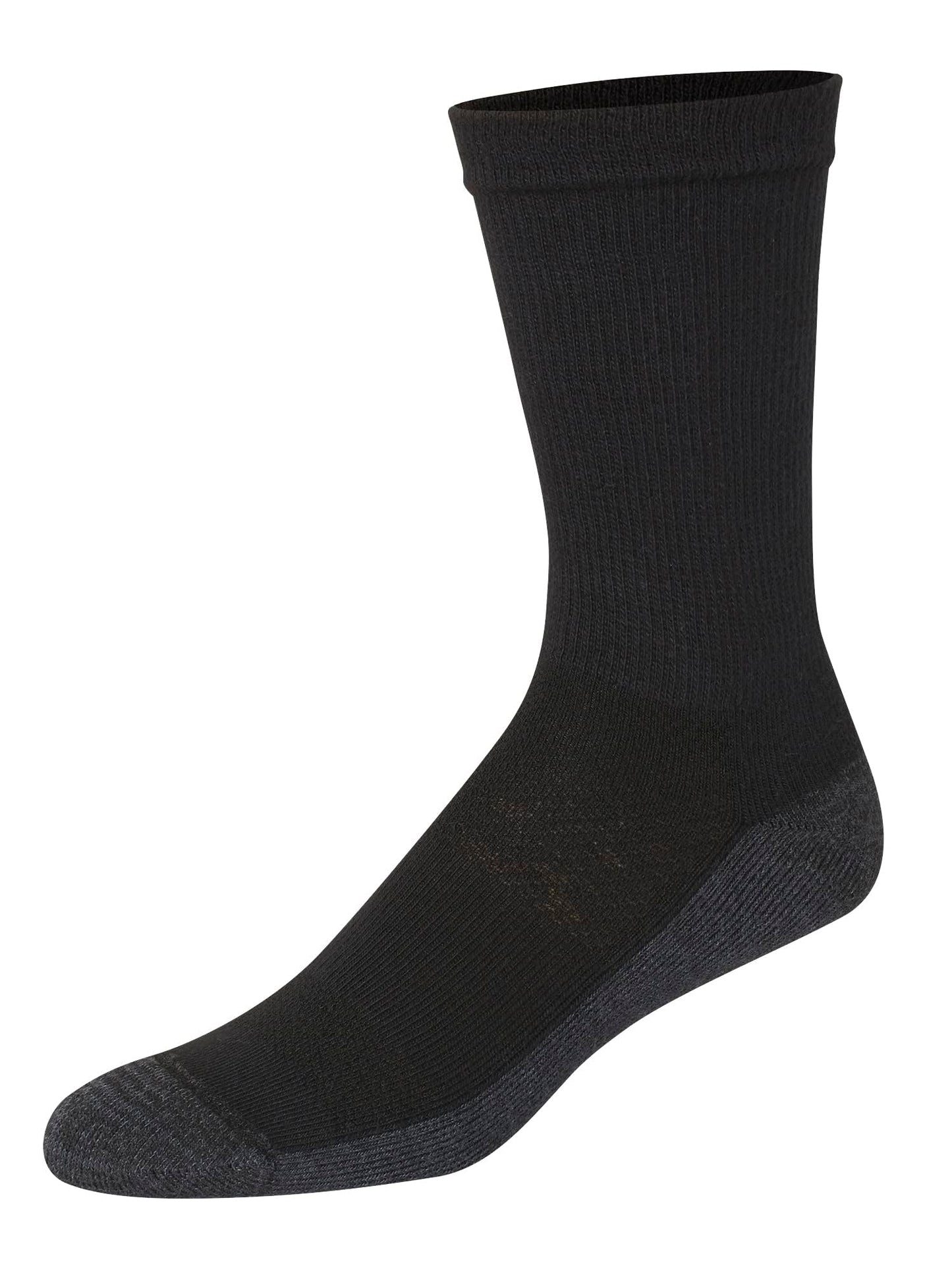 Hanes mens X-temp Cushioned Crew 12-pair Pack, Available in Big & Tall Casual Sock, Black, 12 14 US