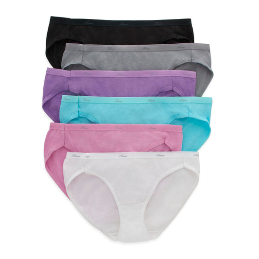 Hanes Women's Bikini Panties Pack, Moisture-Wicking Cotton Bikini Underwear for Women 6-Pack (Colors May Vary)