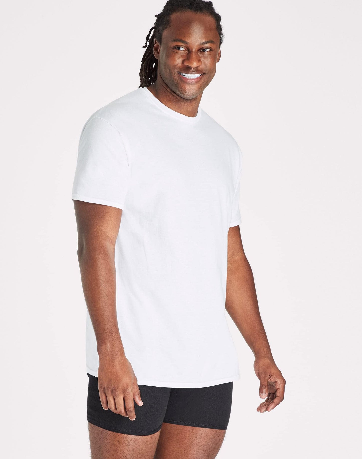 Hanes Mens Ultimate Tall Soft and Breathable Crewneck Undershirt 4-Pack, LT White