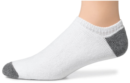 Hanes Ultimate Men's 6-Pack Cushion Extra Low-Cut Socks, White/grey heel & toe & grey logo