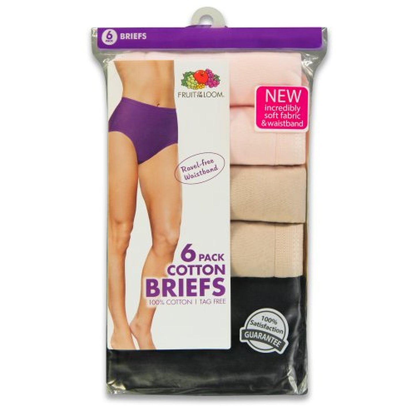Fruit of the Loom Women's 6-Pack Body Tone Brief Panty, Assorted, 9