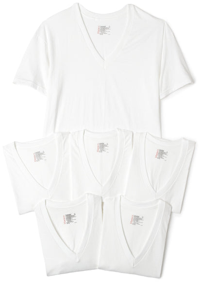 Hanes Ultimate Men's 6-Pack Classics V-Neck T-Shirt Value Pack, White, Large