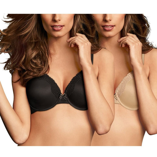 Maidenform One Fabulous Fit Tailored T-Shirt Bra (2 Pack), Python/ Scarlett Kiss, 38D
