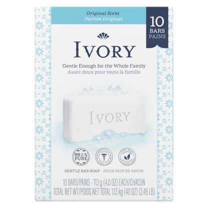 Ivory Soap, Original 4 oz Bars 10 ea (Pack of 3)