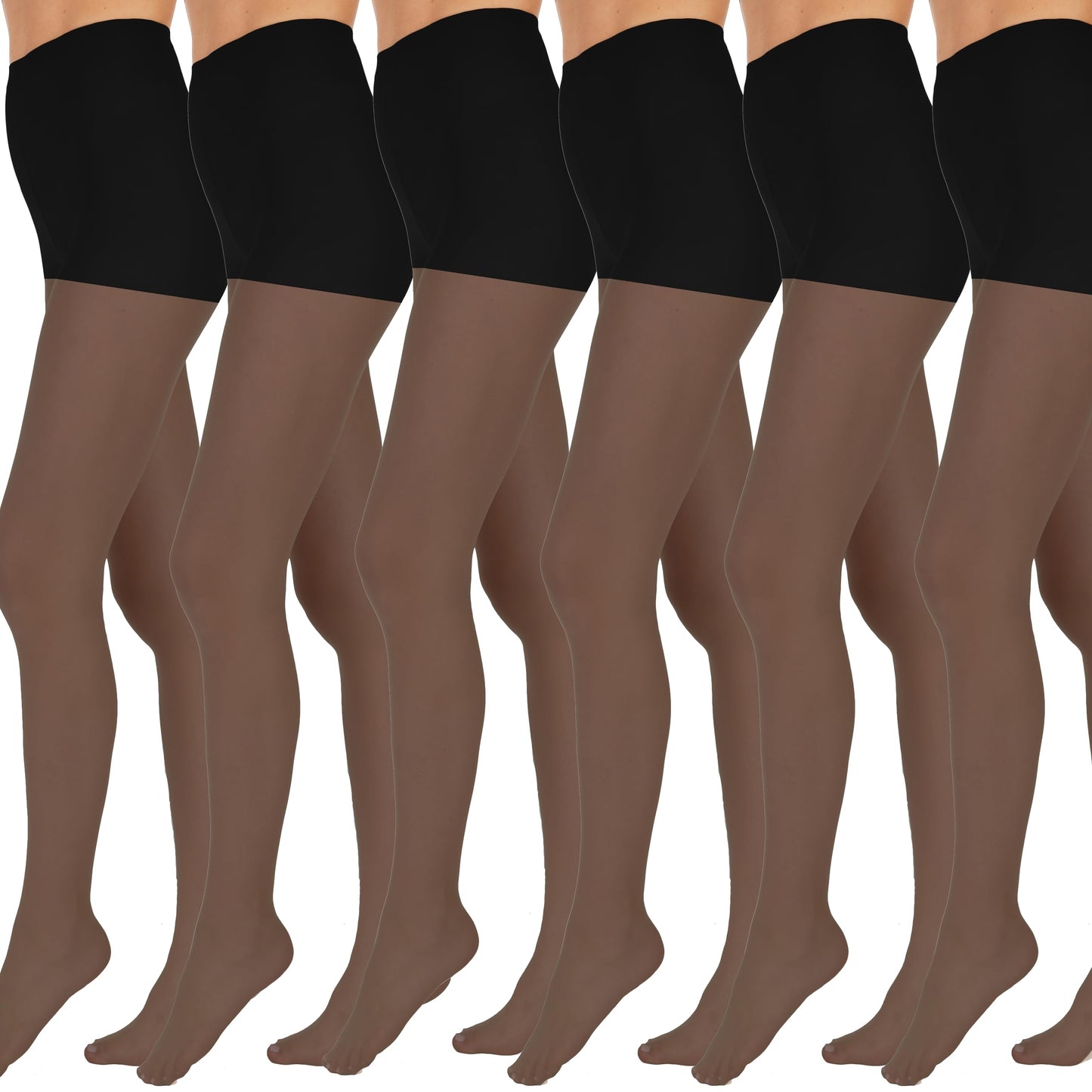 L'eggs Everyday Control Top Sheer Toe Pantyhose for All Day Comfort, 100% Nylon, Off Black, Size Q (Pack of 6)