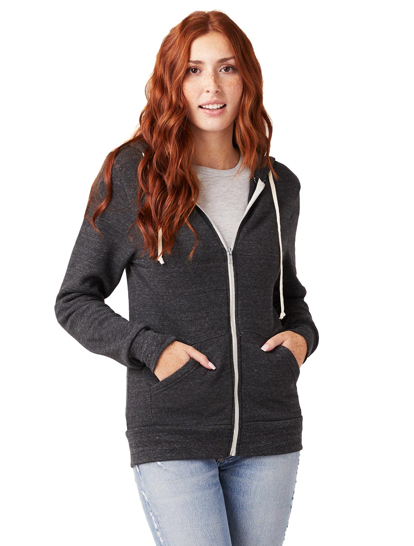 Alternative Men's Rocky Fleece Zip Hoodie, Eco True Black, X-Large