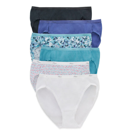 Hanes Pp43Wb Womens No Ride Up Cotton Hi Cut Panties Solid Size 6