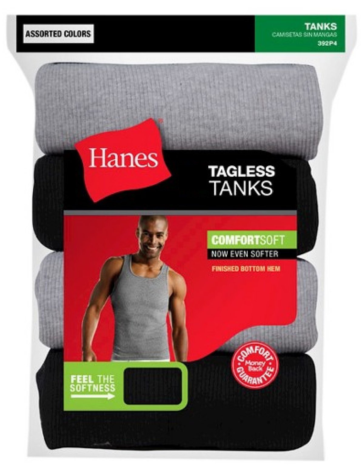 Hanes Men's FreshIQ ComfortSoft Tanks - 4 Packs (Black & Grey, XXX-Large)