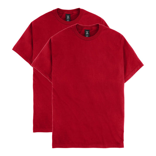 Hanes Men's Short Sleeve Beefy-T (Pack of 2), Deep Red, 4X-Large