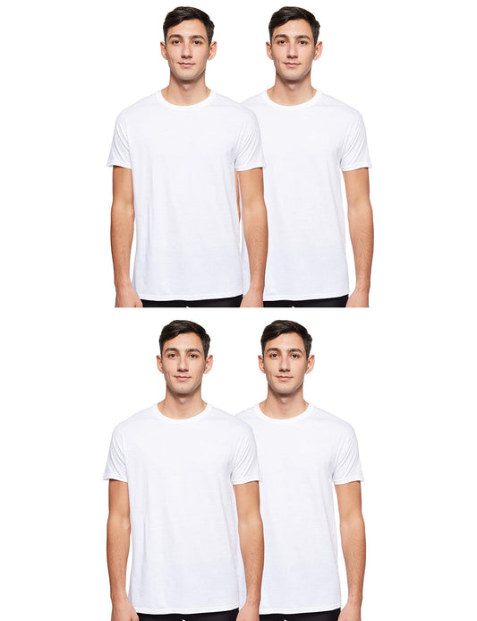 Hanes Ultimate Men's Comfort Fit Crewneck Undershirt 4-Pack, White, X-Large