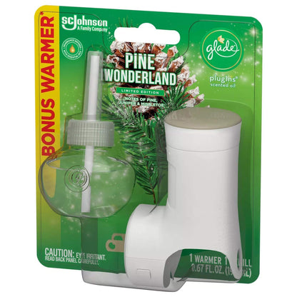 Glade Plugins Scented Oil Refill - Pine Wonderland - 1 Count Refill & 1 Count Oil Warmer Per Package - Pack of 2 Packages
