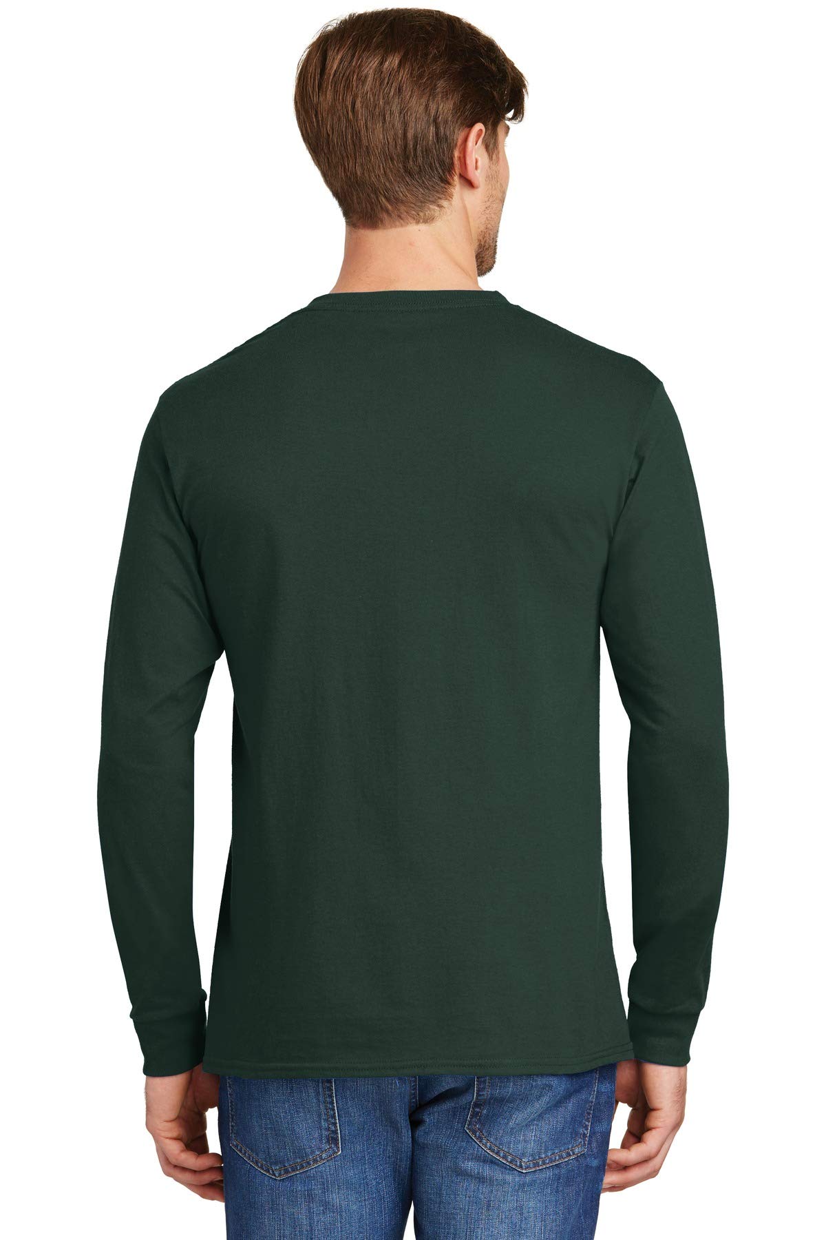 Hanes Adult Tagless Long Sleeve Tee (Large (42-44), Deep Forest)