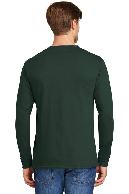 Hanes Adult Tagless Long Sleeve Tee (Large (42-44), Deep Forest)