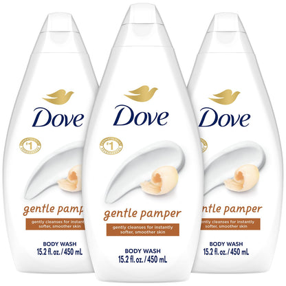 Dove Body Wash, Gentle Pamper 3-Pack - Soothing Moisturizing Cleanser for Soft Skin, 15.22 Oz Ea