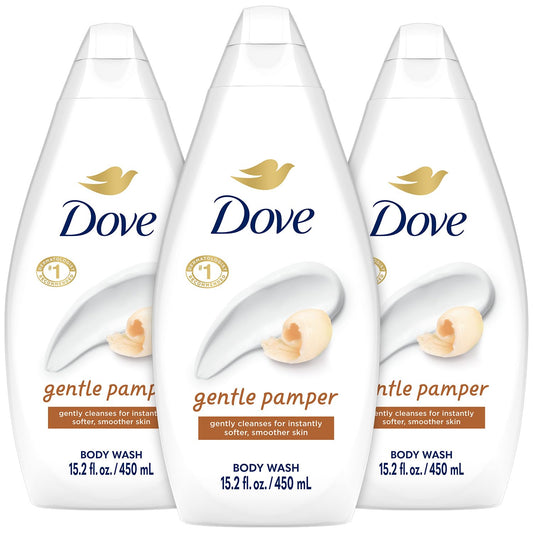 Dove Body Wash, Gentle Pamper 3-Pack - Soothing Moisturizing Cleanser for Soft Skin, 15.22 Oz Ea