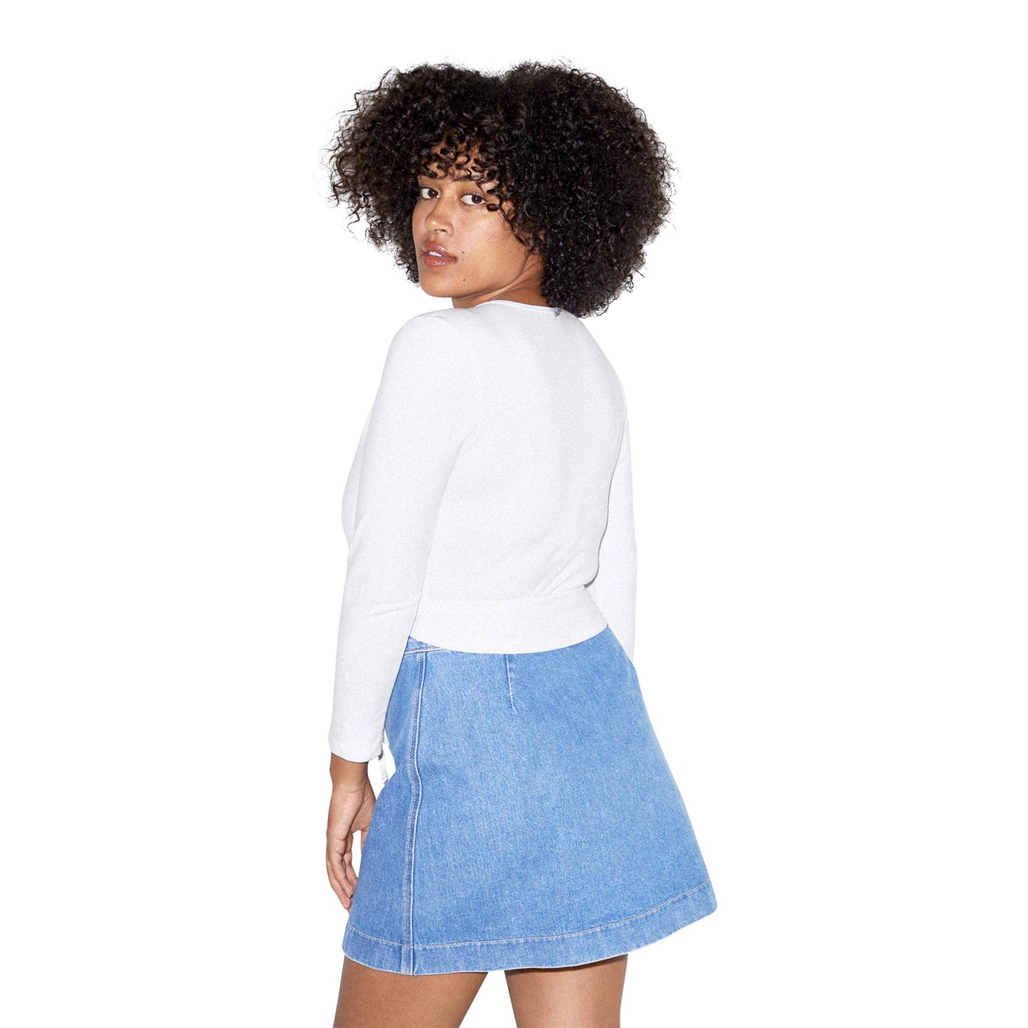American Apparel Women Cotton Spandex Julliard Long Sleeve Top, White, Large