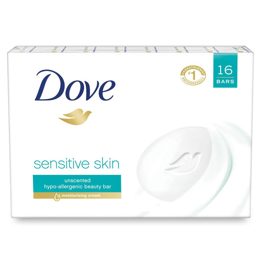 Dove Sensitive Skin Soap Bar, 113 g/4.0 oz, 16-pack