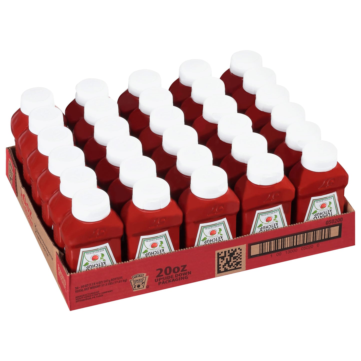 HEINZ Ketchup, 20 oz. FOREVER FULL Inverted Bottles (Pack of 30)