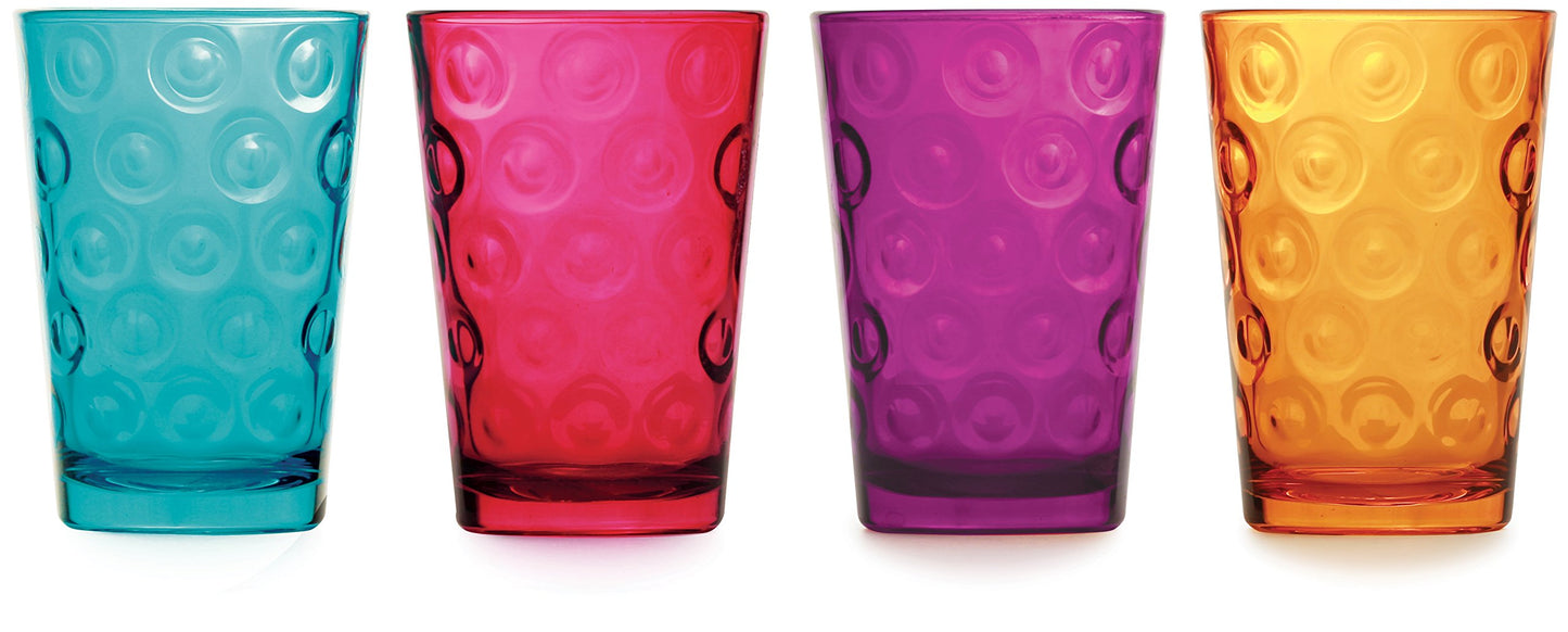 Circleware Circles Colored Heavy Base Highball Beverage, 7 oz Lead Free Dishwasher Safe Glassware Glass Tumbler Drink Cups for Water, Juice, Beer, Wine & Cocktails