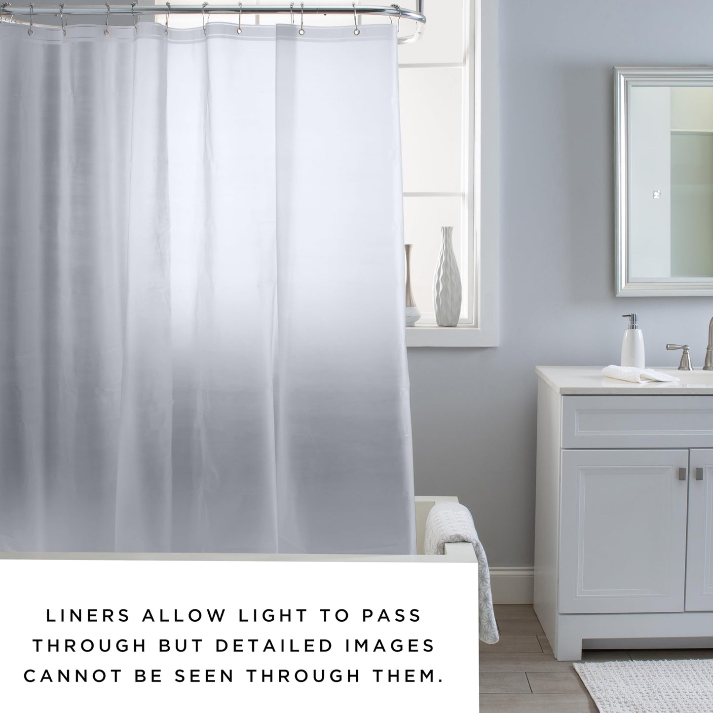 Bath Bliss PVC Heavy Weight Shower Curtain Liner | 4G | 70"x72" | Rust Resistant Copper Grommets | Magnetic Hem | Frost