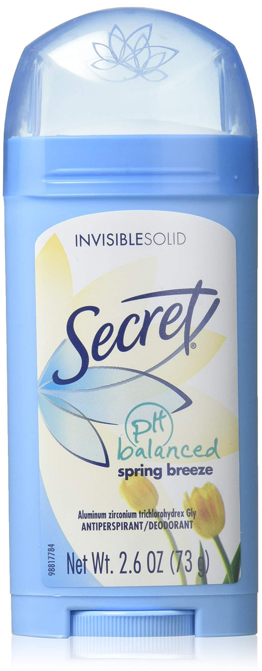 Secret Invisible Solid Antiperspirant & Deodorant, Twin Pack, Spring Breeze 2.6 oz (Pack of 2)
