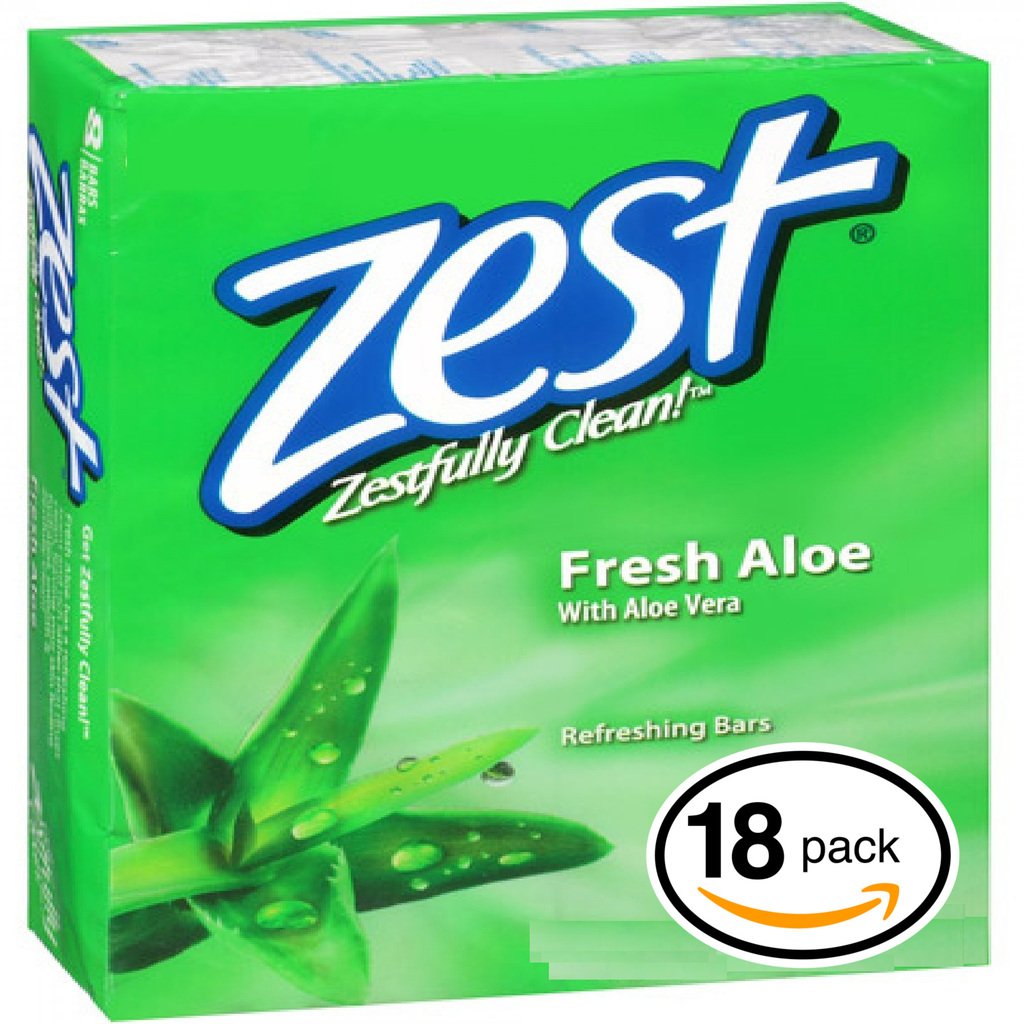 (PACK OF 18 BARS) Zest FRESH ALOE Deodorant Bar Soap w/ Vitamin E. All-in-one exfoliating & moisturizing soap. Leaves Skin Smooth & Radian! Great for Hands, Face & Body! (18 Bars, 3.20oz Each Bar)