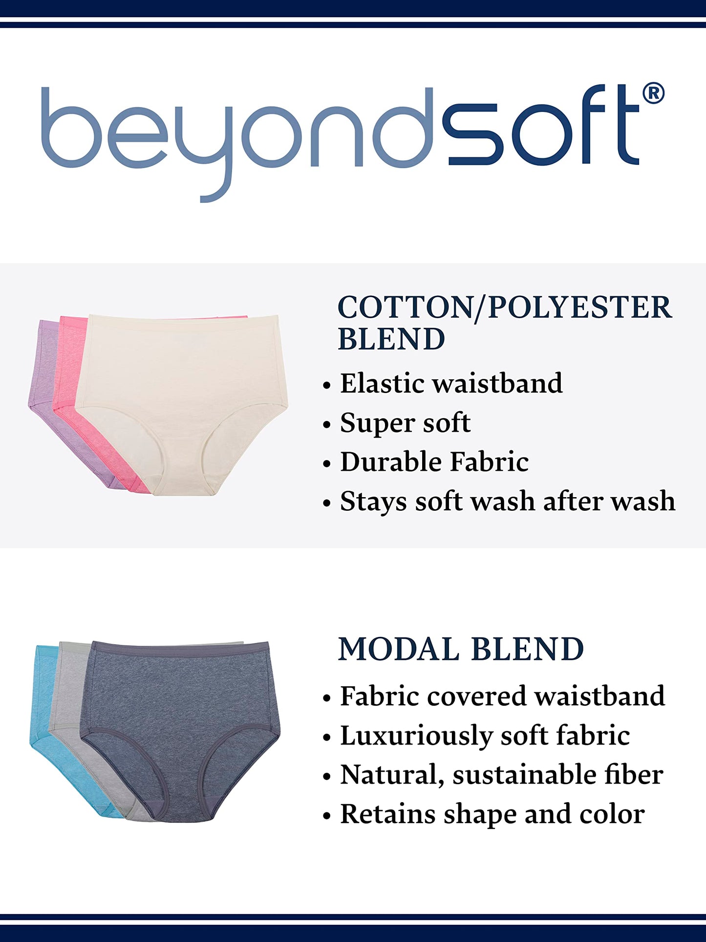 Fruit Of The Loom Womens Beyondsoft Underwear, Super Soft Designed With Comfort In Mind, Available Plus Size Briefs, Plus Size Brief - Cotton Blend - 10 Pack - Teal/Pink/Black, 12 Plus