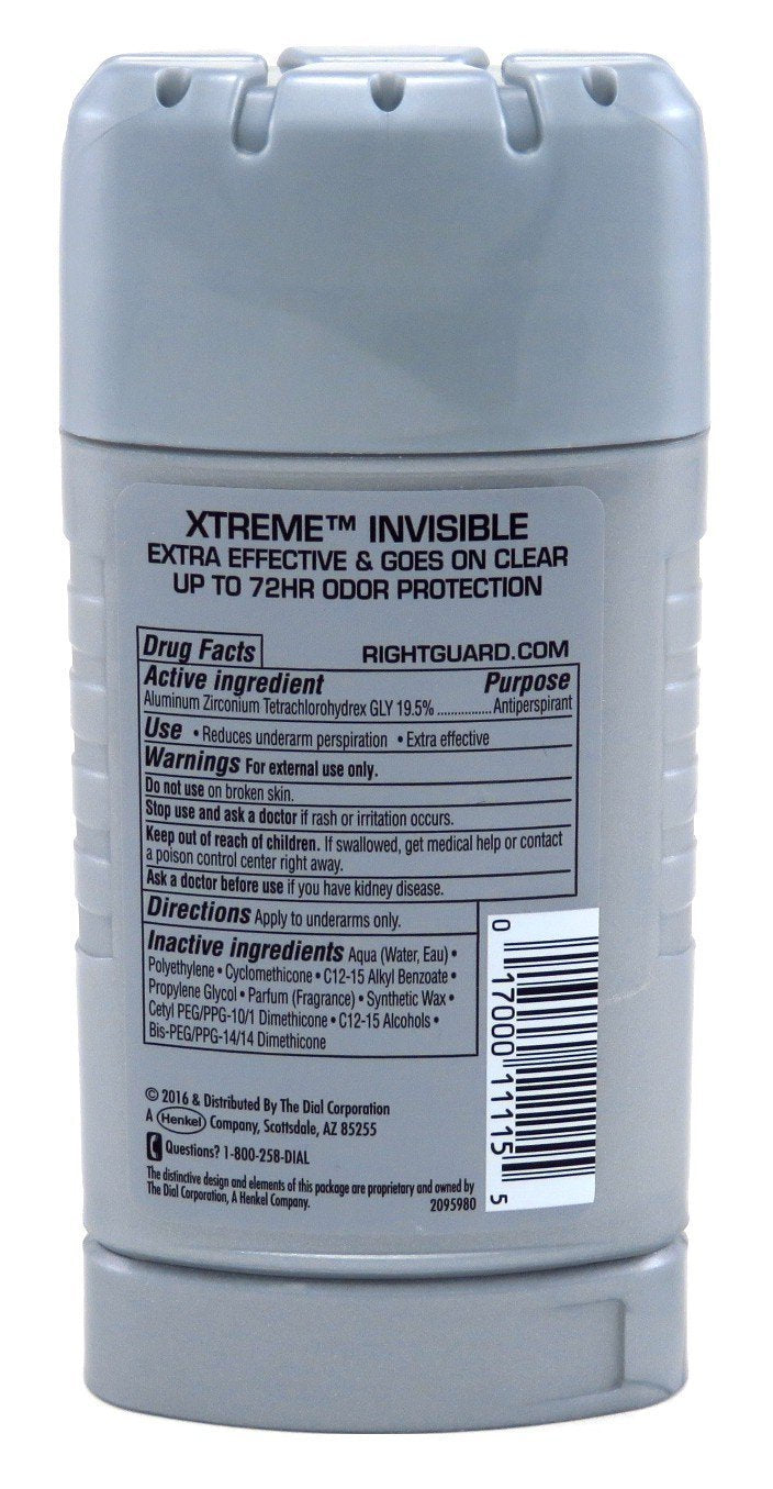 Right Guard Xtreme Invisible Ultimate Clean Antiperspirant Deodorant, 3 Ounce