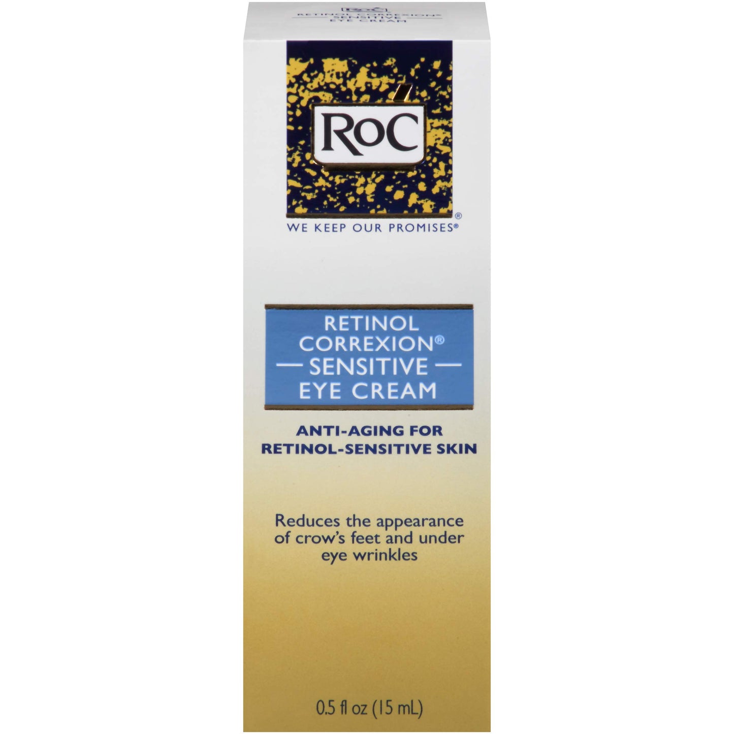 RoC Retinol Correxion Anti-Aging Eye Cream for Sensitive Skin, Anti-Wrinkle Treatment with Milder Retinol Formula, 0.5 Ounce