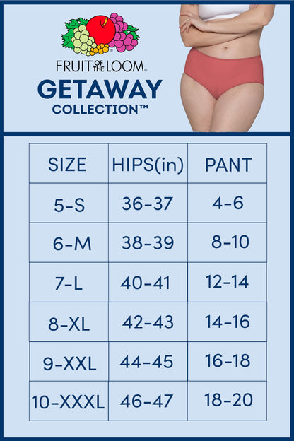 Fruit of the Loom Womens Getaway Collection, Cooling Mesh Underwear, Lightweight & Breathable Briefs, Brief - Colors May Vary, 9 US