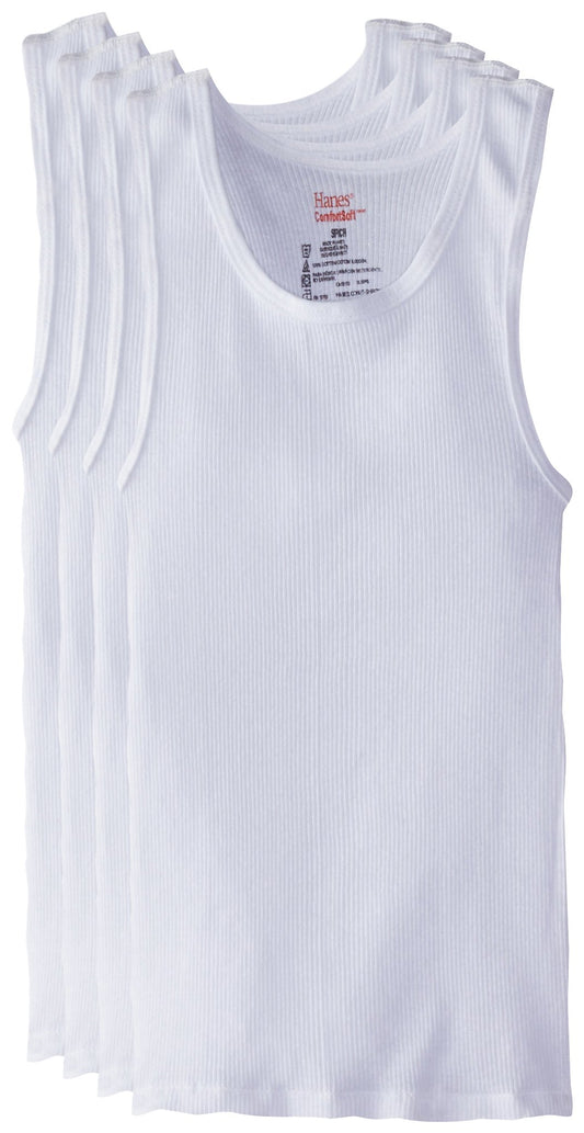 Hanes Boys' 5 Pack Ultimate Comfortsoft Tank, White, X-Large