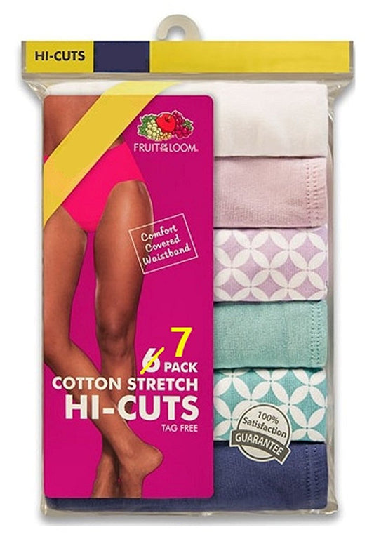 Fruit of the Loom 7-Pack Womens Cotton Stretch Hi-Cuts 7DCW254 (9 / 2XL (Hips 44-45))