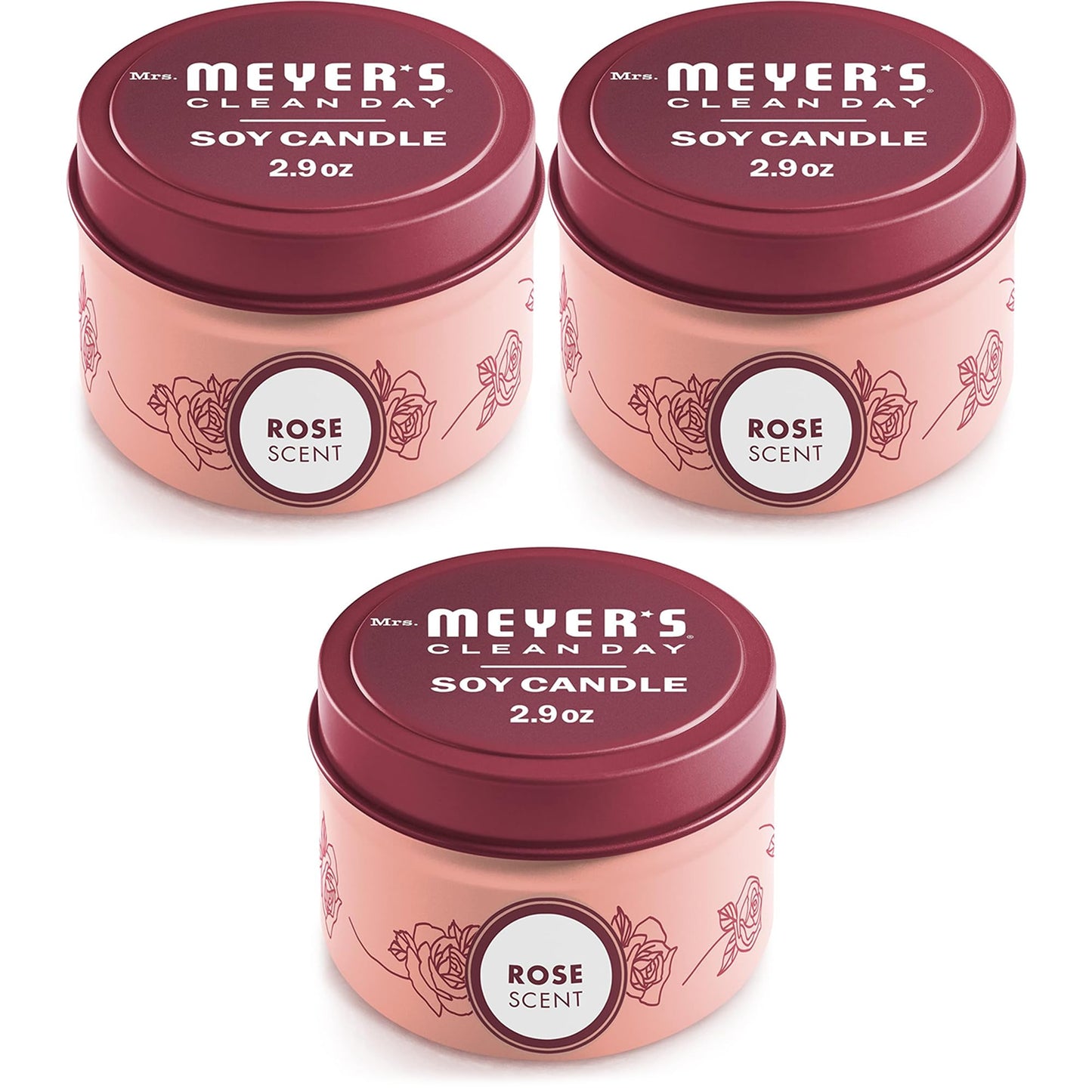 MRS. MEYER'S CLEAN DAY Soy Tin Candle, 3 Pack, 12 Hour Burn Time, Made with Soy Wax and Essential Oils, 2.9 oz, Mint