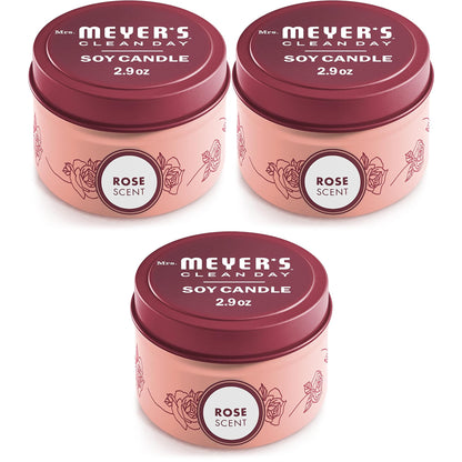 MRS. MEYER'S CLEAN DAY Soy Tin Candle, 3 Pack, 12 Hour Burn Time, Made with Soy Wax and Essential Oils, 2.9 oz, Mint