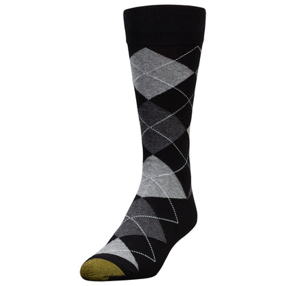 GOLDTOE Men's Carlyle Argyle Crew Dress Socks, 3-Pairs, Sunset/Vista Blue/Cadet, Large