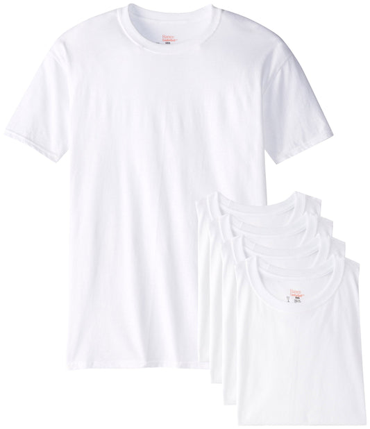 Hanes Men's 5Pack Crew Neck Tagless White Undershirts Crewneck T-Shirts, S