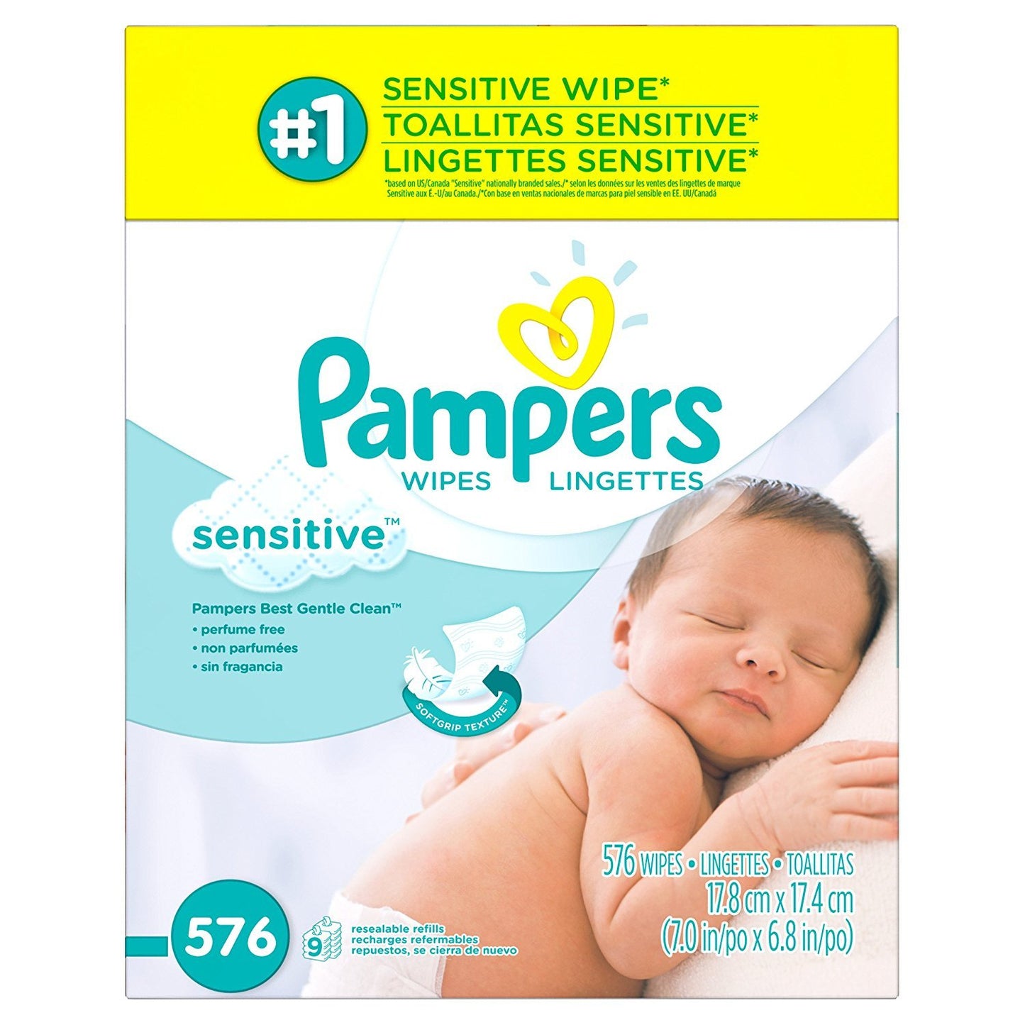 Pampers Baby Wipes Sensitive tImBFl, 576 Count