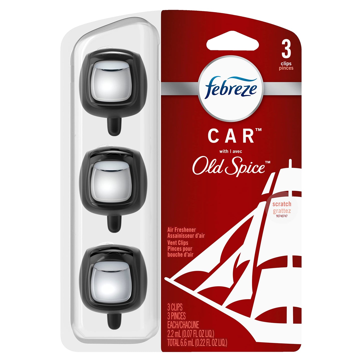 Febreze Old Spice Car Air Fresheners, Old Spice Scent, Odor Fighter for Strong Odor, Car Vent Clips (3 Count)