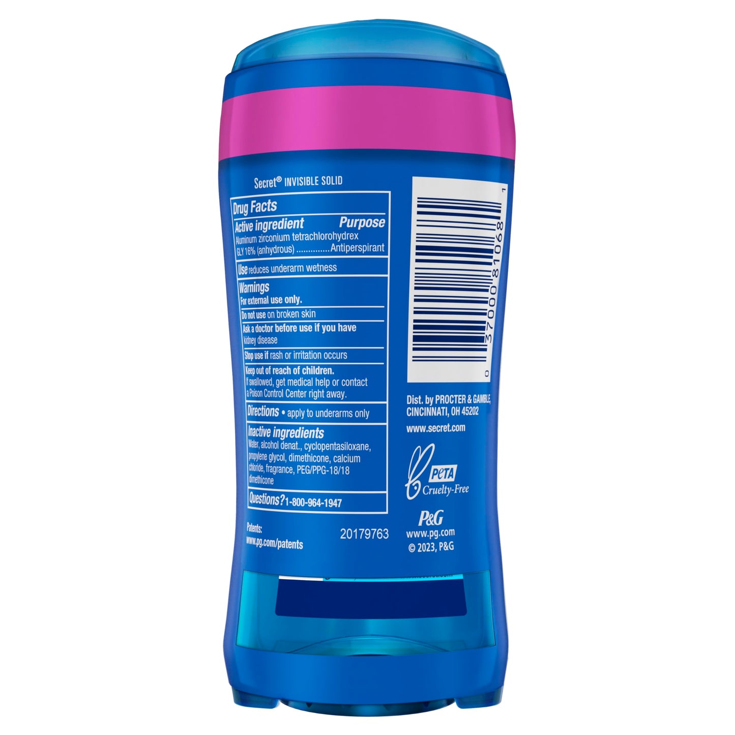 Secret Outlast Antiperspirant Deodorant for Women, 72hr Sweat & Odor Protection, PH Balancing Minerals, Invisible Solid, Completely Clean Scent, 2.6 oz (Pack of 2)