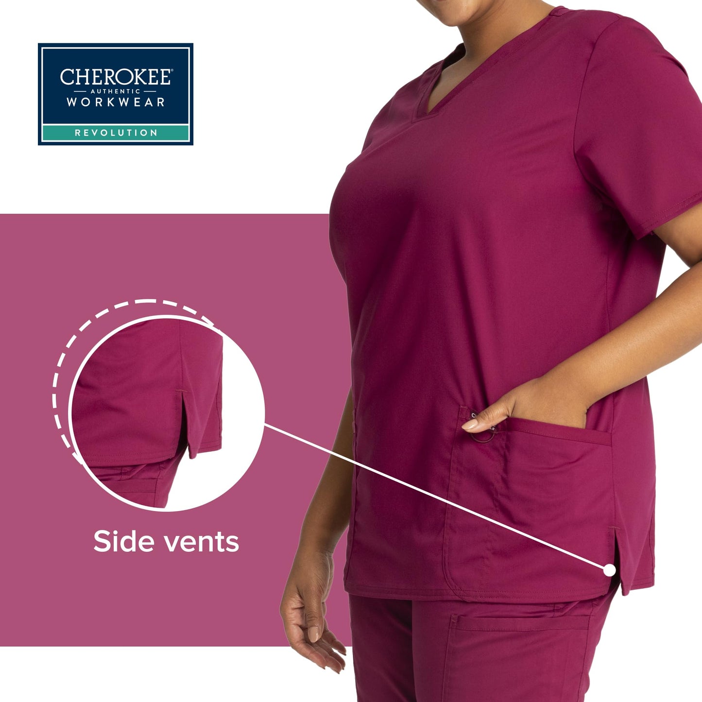 Cherokee Women's V-Neck Top, Wine, XX-Small