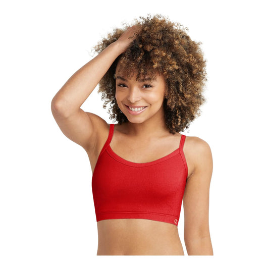 Champion Women's Seamless Racerback C-Logo Bralette - Soft, Supportive, and Stylish, Nylon Blend (US, Alpha, X-Large, Regular, Regular, Red)