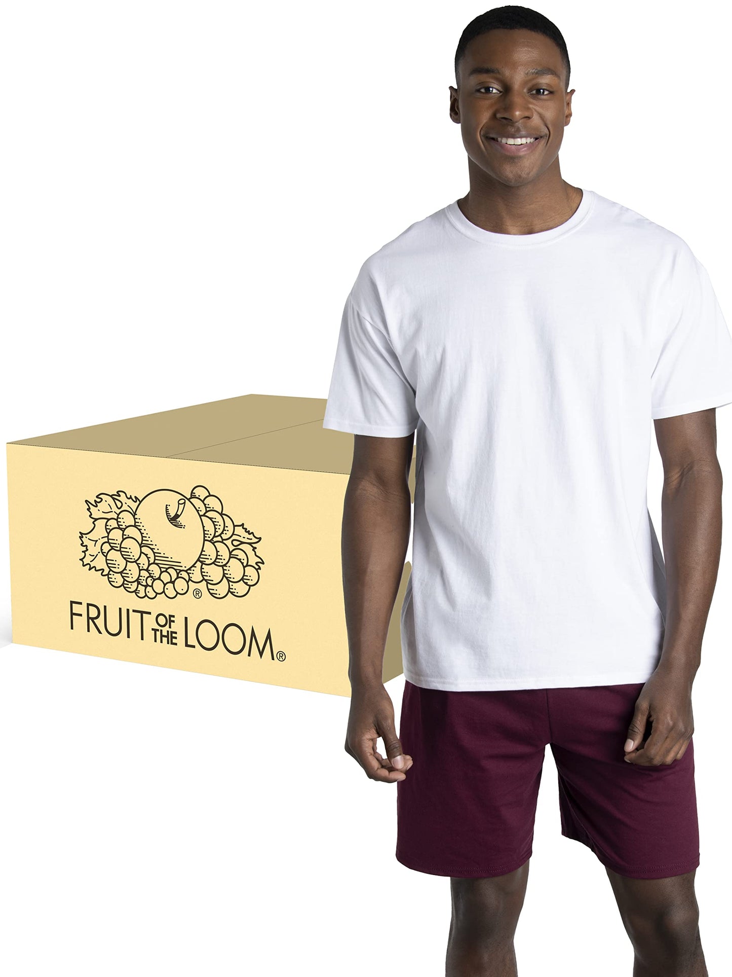 Fruit of the Loom Men's Tee Eversoft Cotton T Shirts, Breathable & Moisture Wicking with Odor Control, Sizes S-4X, Crew-12 Pack-White, 3X-Large