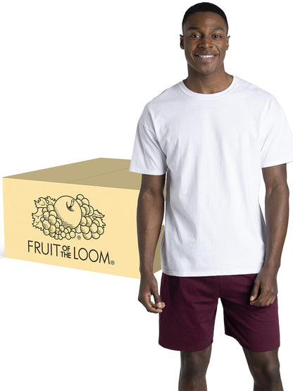 Fruit of the Loom Men's Tee Eversoft Cotton T Shirts, Breathable & Moisture Wicking with Odor Control, Sizes S-4X, Crew-12 Pack-White, 3X-Large