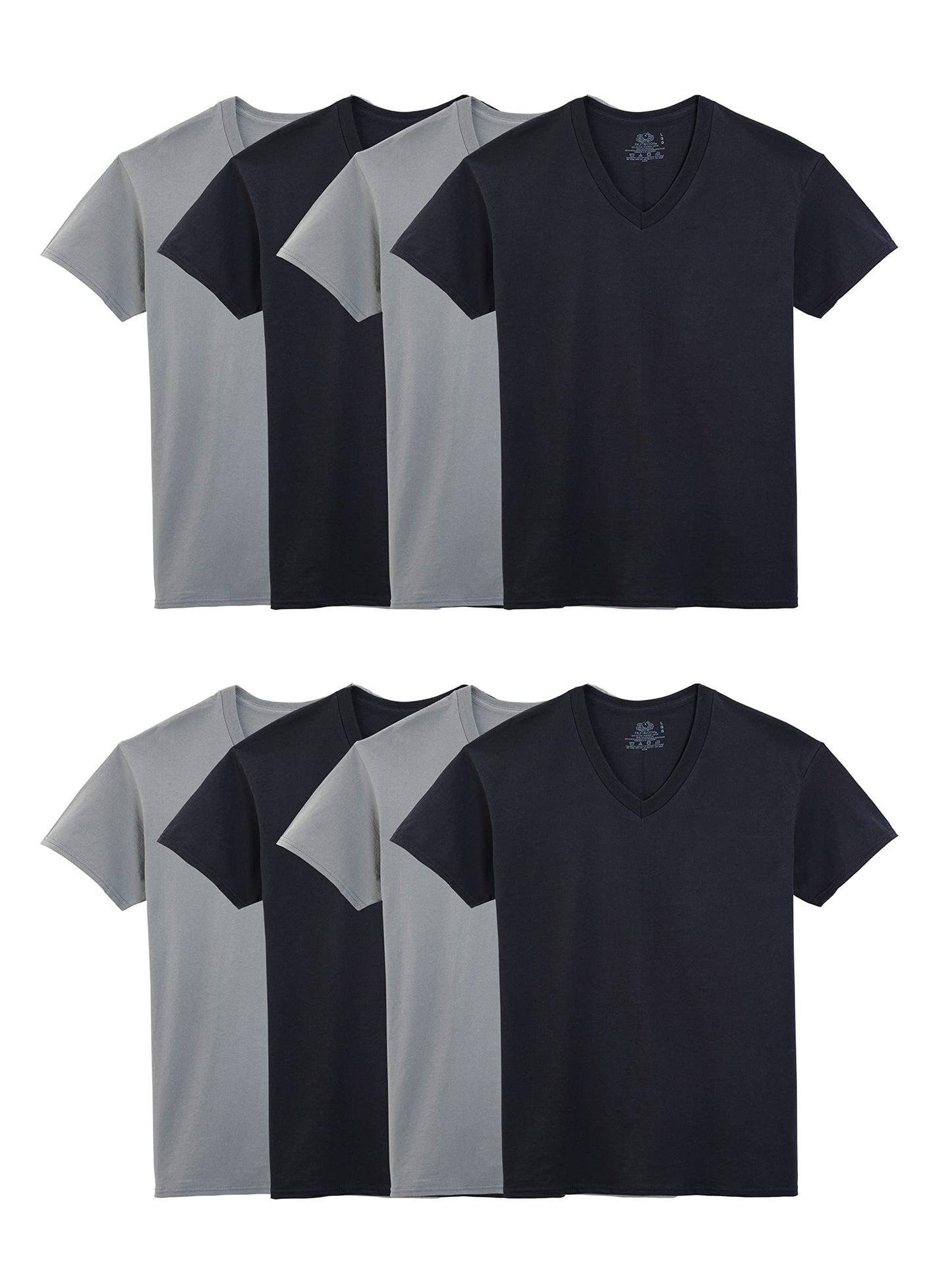 Fruit of the Loom Men's Lightweight Active Cotton Blend Undershirts, V-Neck-8 Pack-Black/Grey, Small