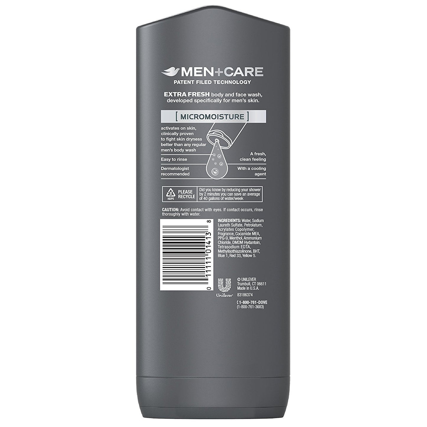 Dove Men+Care Body Wash, Extra Fresh 18 oz, Twin Pack