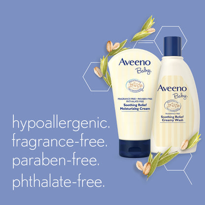 Aveeno Baby Soothing Relief Moisturizing Cream with Natural Oat Complex & Dimethicone, Hypoallergenic Baby Cream to Soothe & Relieve Dry, Sensitive Skin, Fragrance- & Paraben-Free, 8 oz
