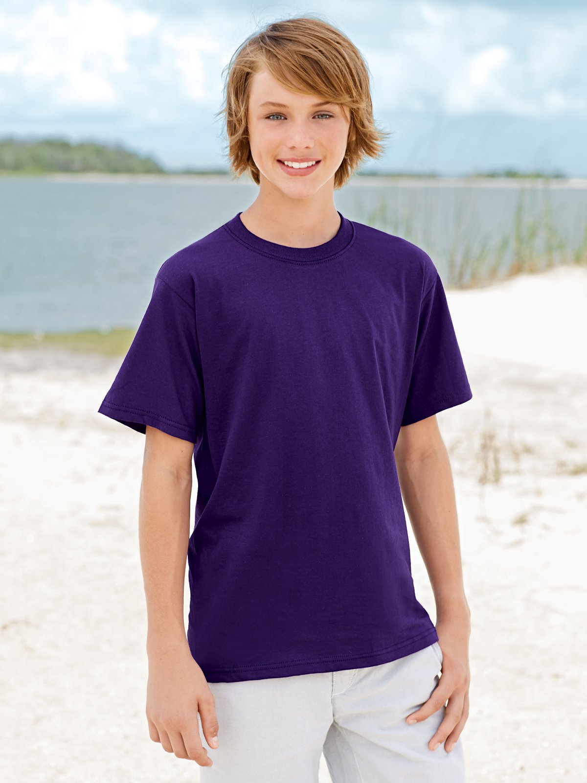 Fruit of the Loom Heavyweight Youth Short Sleeve T-Shirt - WHITE - large